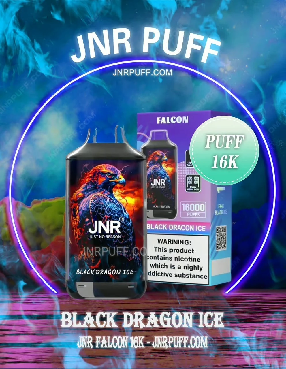 Puff JNR Falcon 16K – Black Dragon Ice : L'Exotisme Glacé !